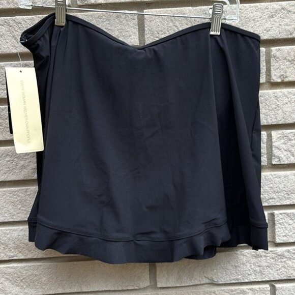 Profile By Gottex Tutti Frutti Side Slit Cinch Swim Skirt Black Sz 16W - Picture 8 of 8